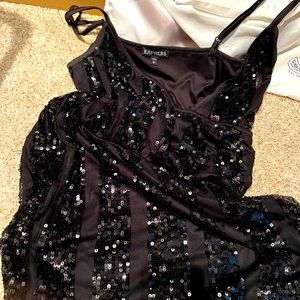 Express size large sequin woman short dress with clip on In chest area